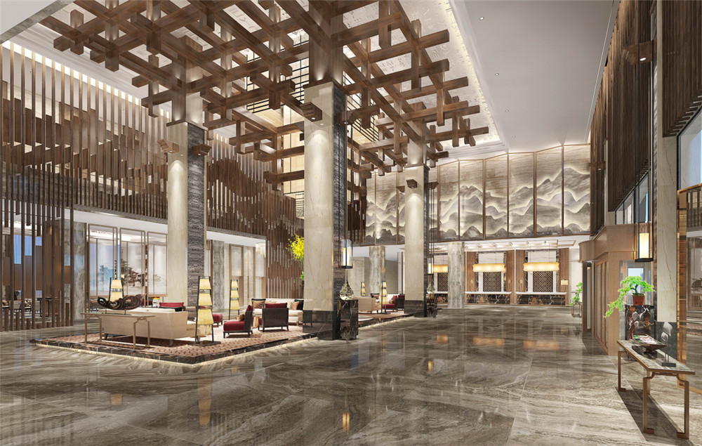 陕西华阳国际饭店五星级酒店大堂装修设计案例